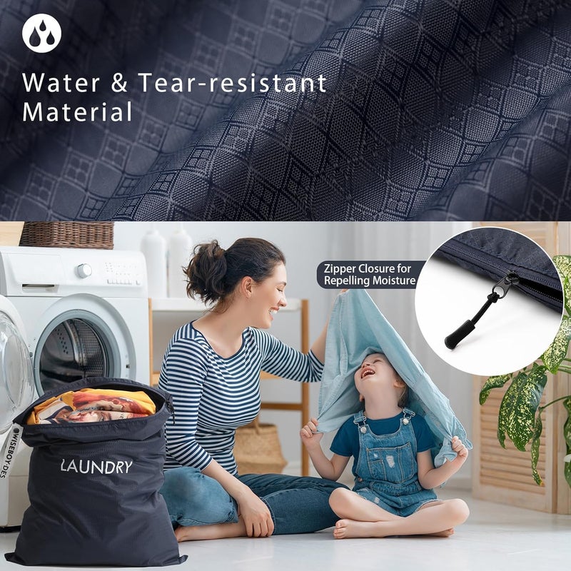 WiseBoy 2 Pack Laundry Bags, Travel Laundry Bag for Dirty Clothes, Washable Nylon Wet Dry Bag, Swimming Yoga Bathing Suit Workout Wet Dry Bags - Image 2